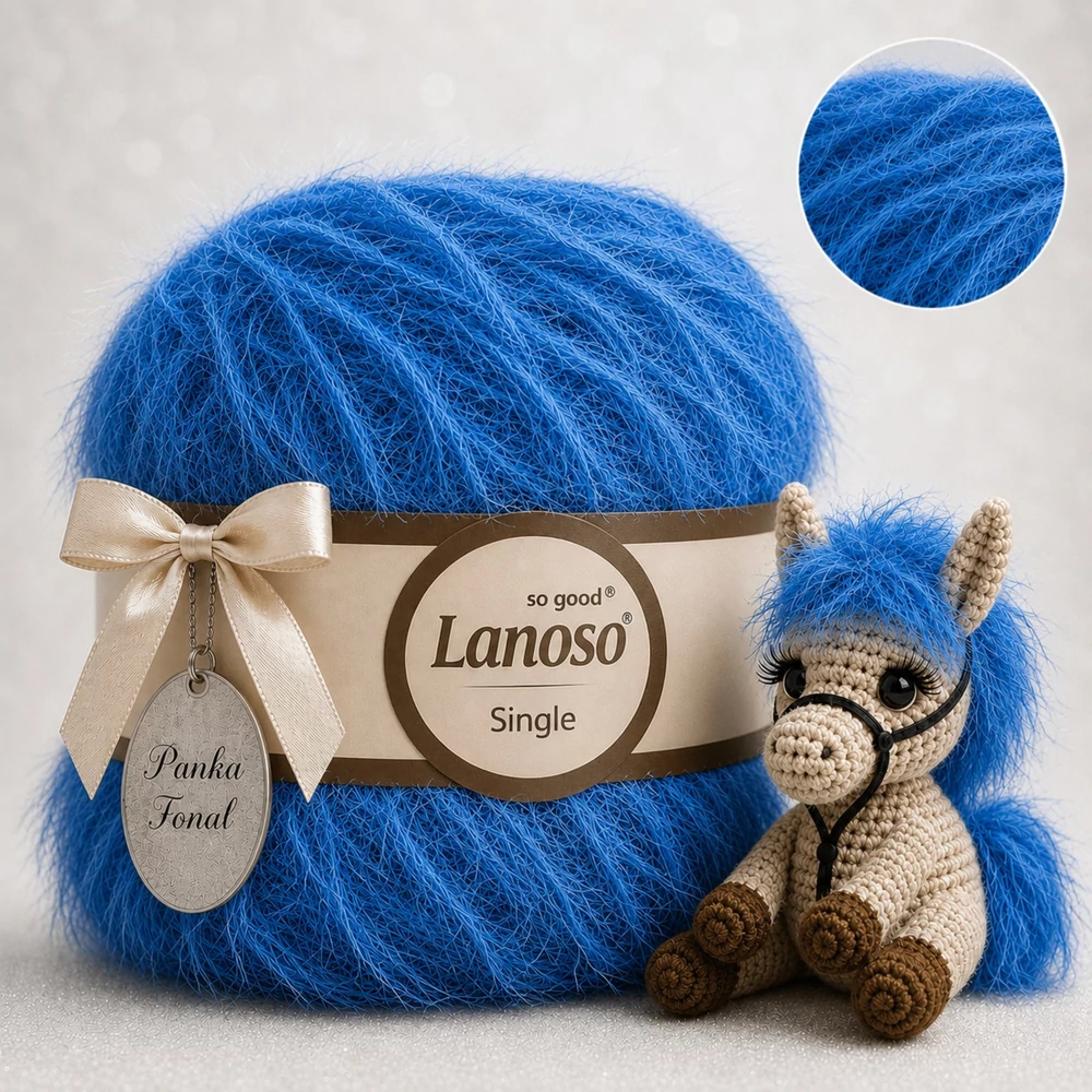 Lanoso Single szőrme-szempilla-fantázia fonal - 941 - Azúr Felhő
