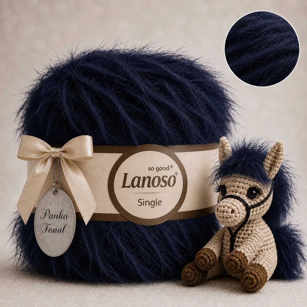 Lanoso Single szőrme-szempilla-fantázia fonal - 958 - Csillagfényes éjfél