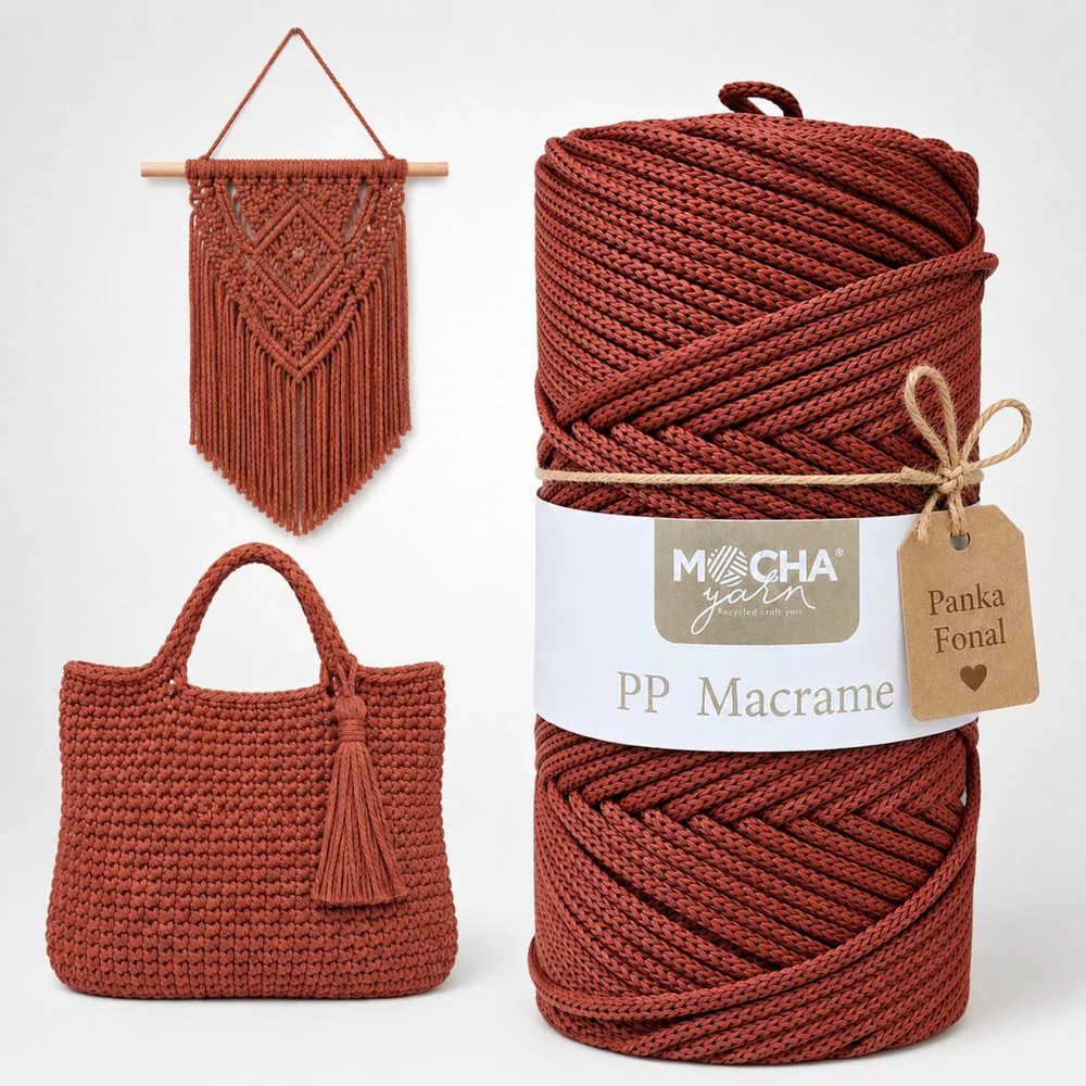 3 mm makramé fonal Mocha - Tégla -