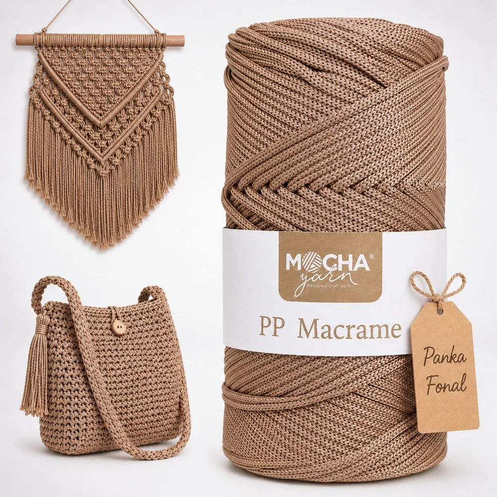 3 mm makramé fonal Teve színben - Mocha –