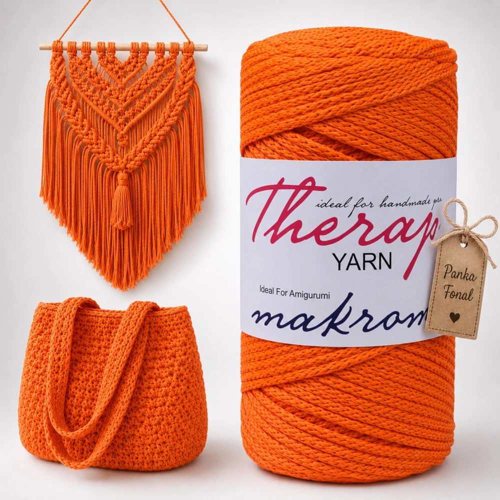 3 mm makramé fonal - Orange -