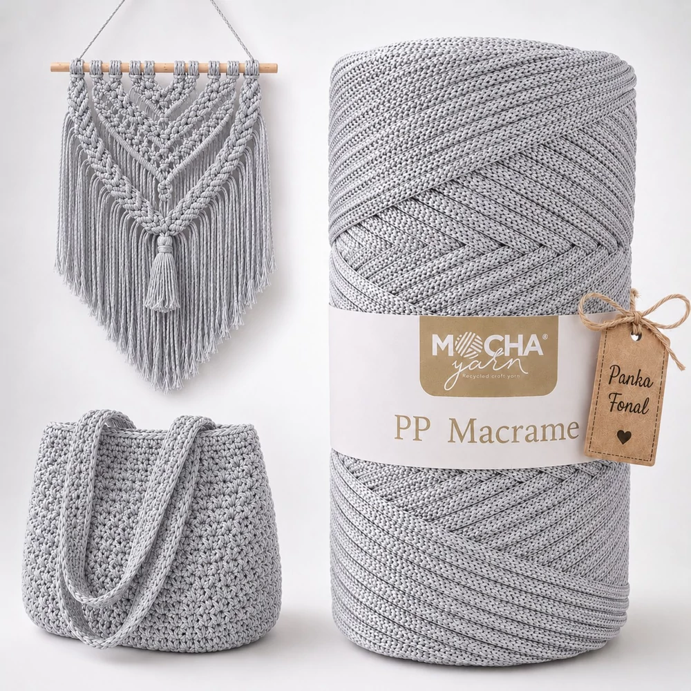 3 mm makramé fonal Ezüst - Mocha -
