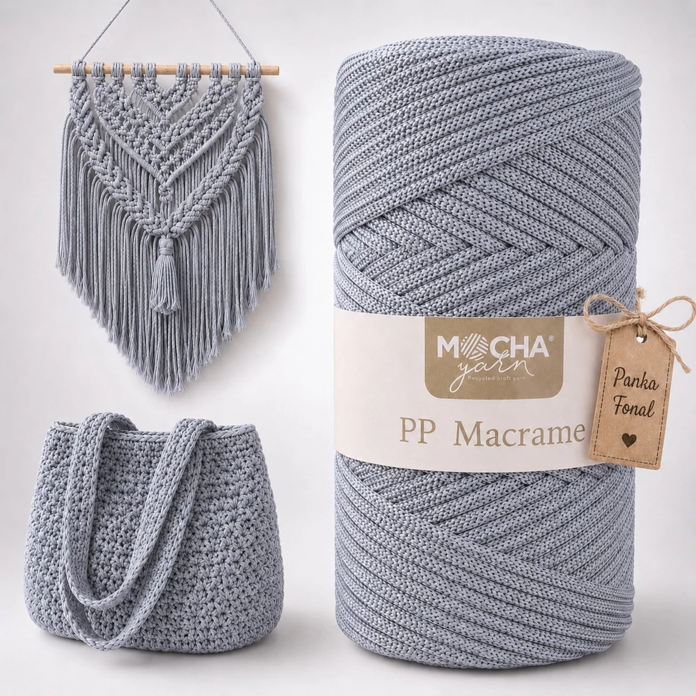 3 mm makramé fonal Mocha - Manhattan szürke -