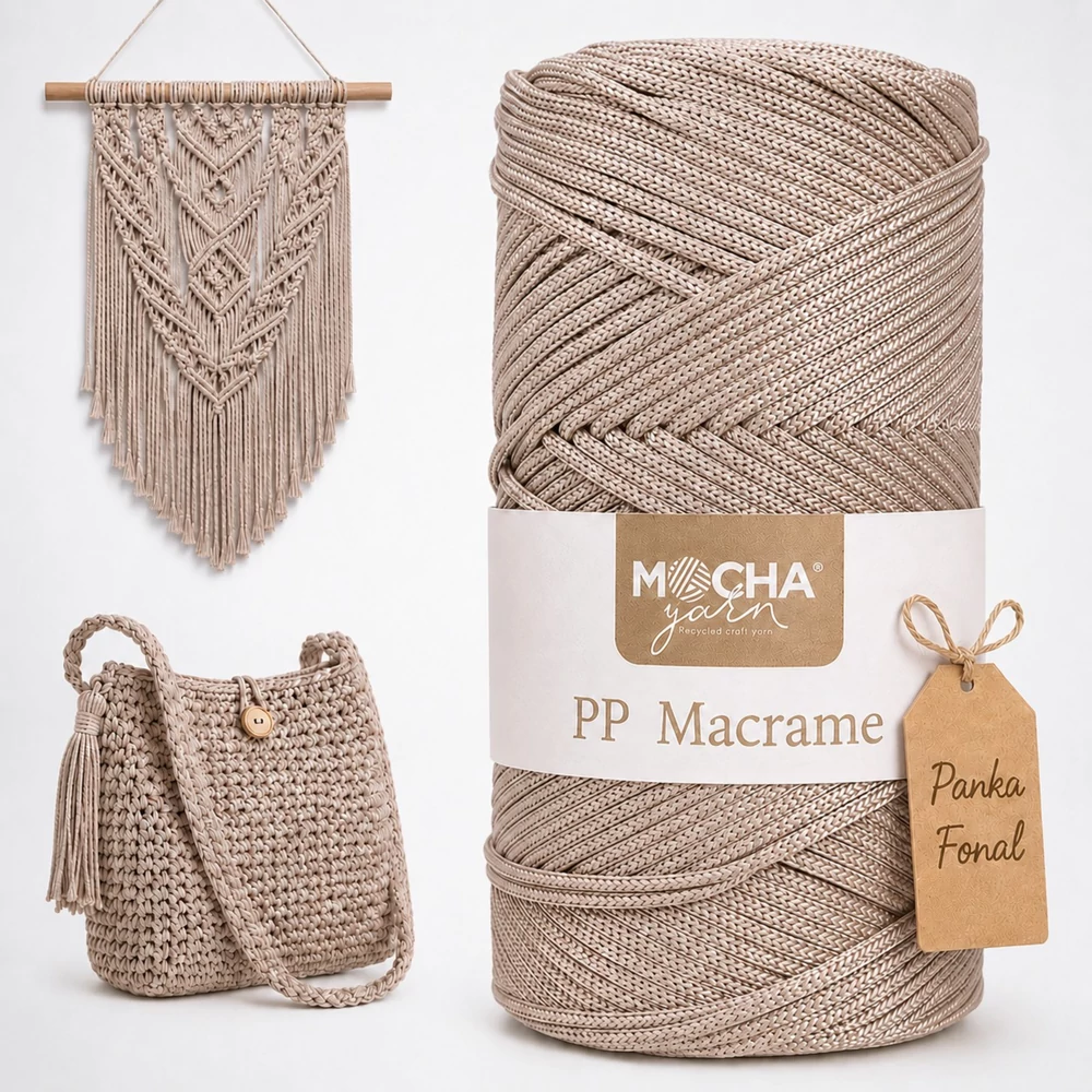 3 mm makramé fonal Mocha - Krémbarna -