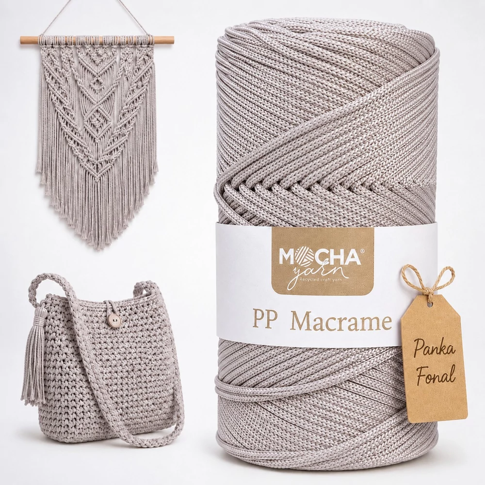 3 mm makramé fonal Mocha - Sötét bézs -