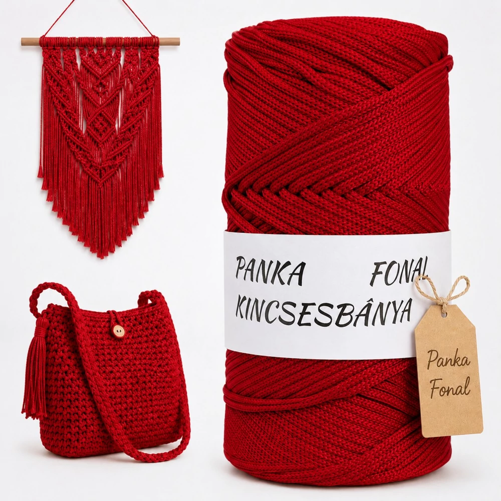 3 mm makramé fonal by Panka - Tűzpiros -