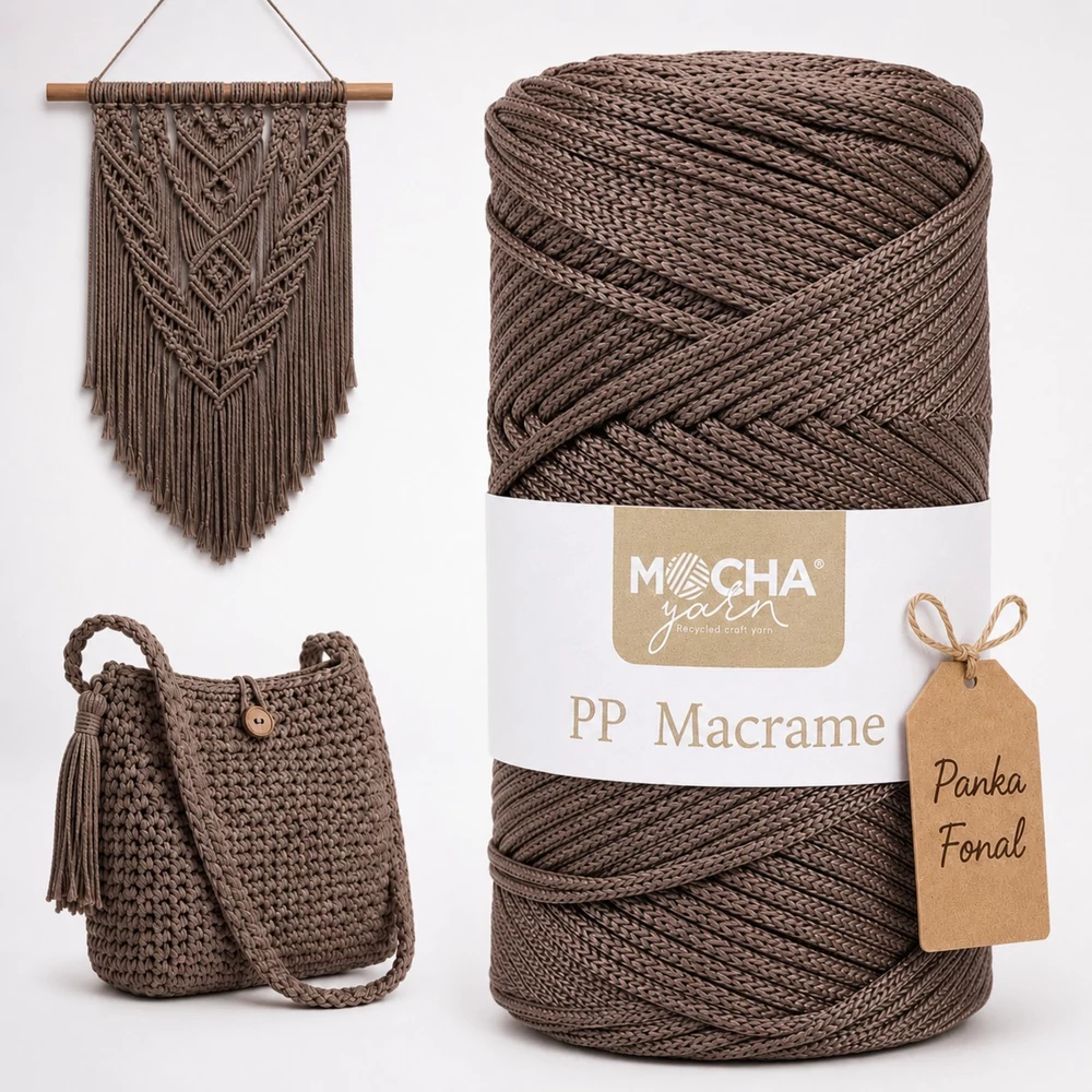 3 mm makramé fonal Mocha -Kávéárnyék -