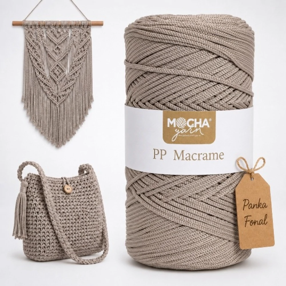 3 mm makramé fonal Karamellás mandula színű - Mocha -