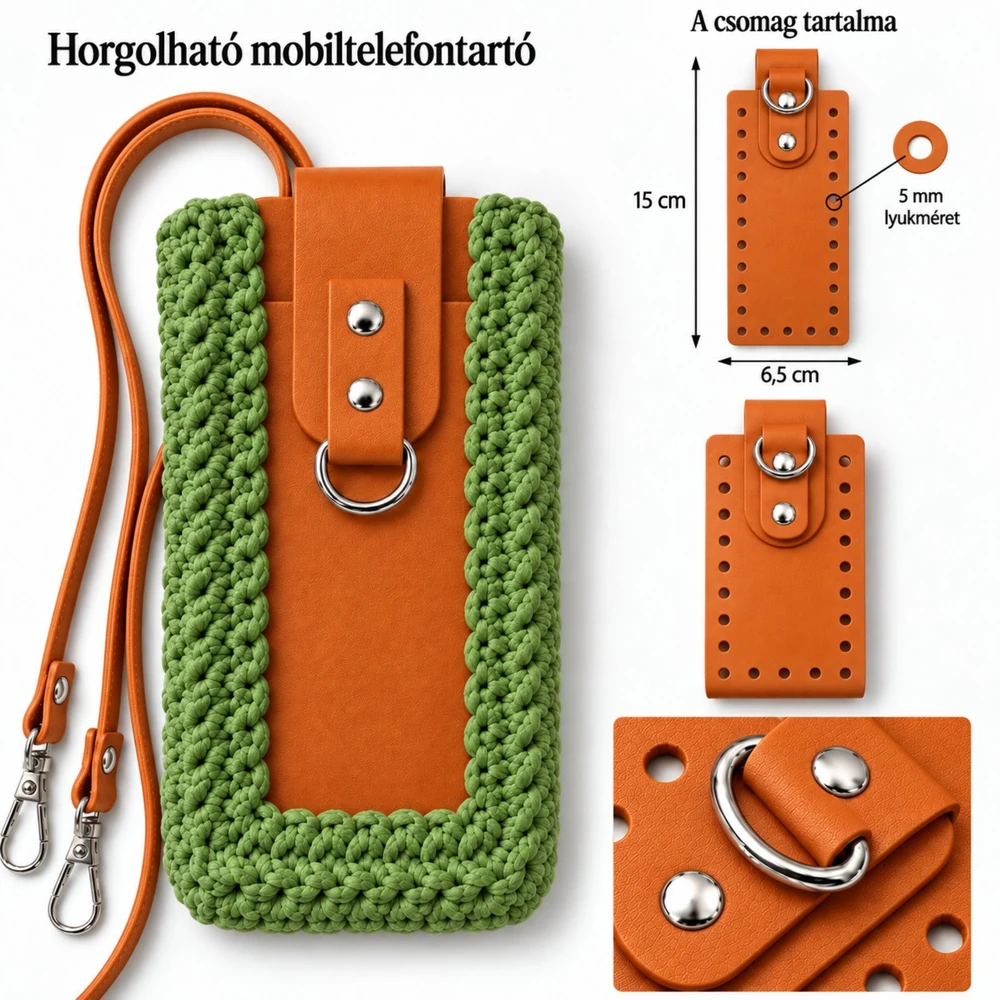 Horgolható mobiltelefontartó szett – Narancs