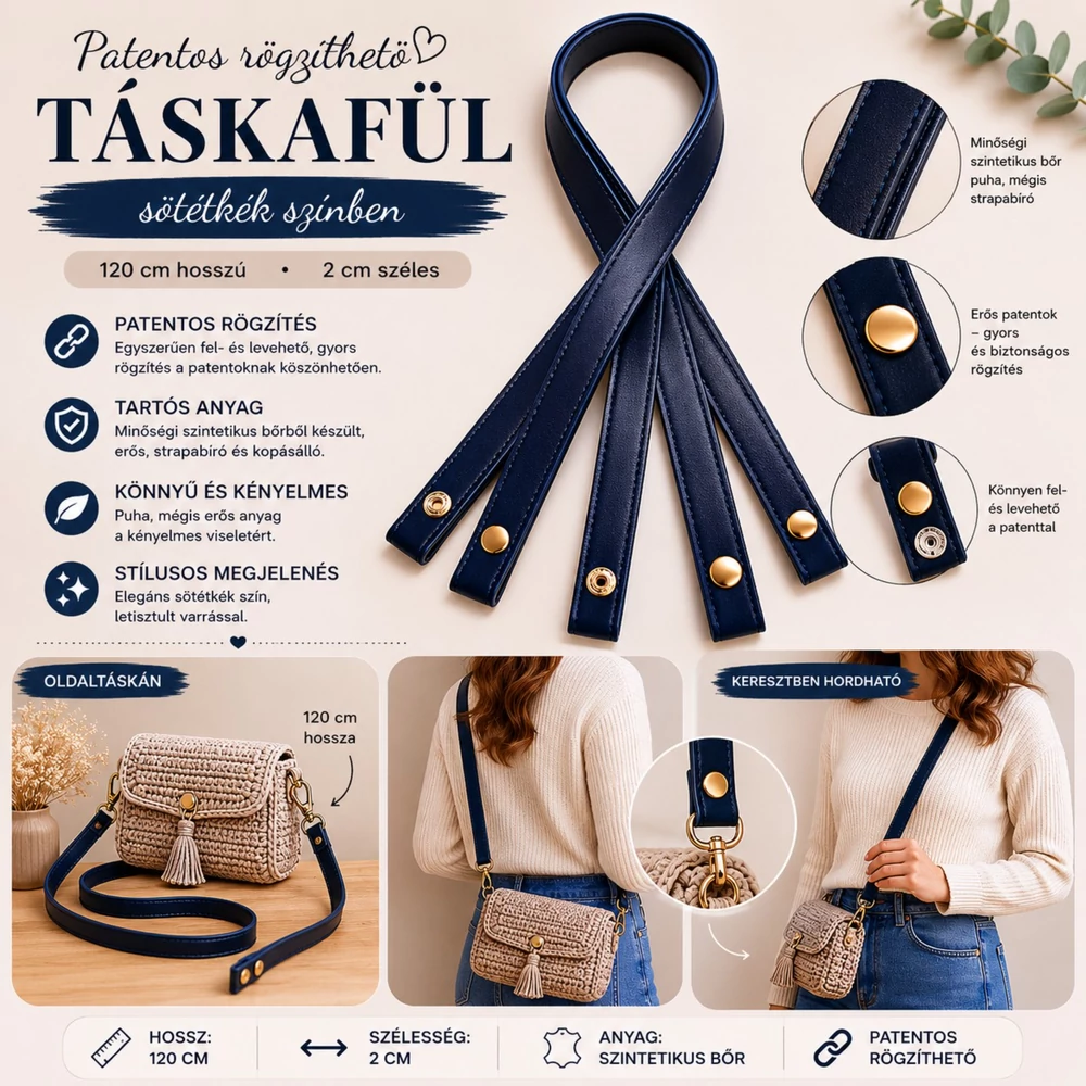 120 cm táskafül - sötétkék -