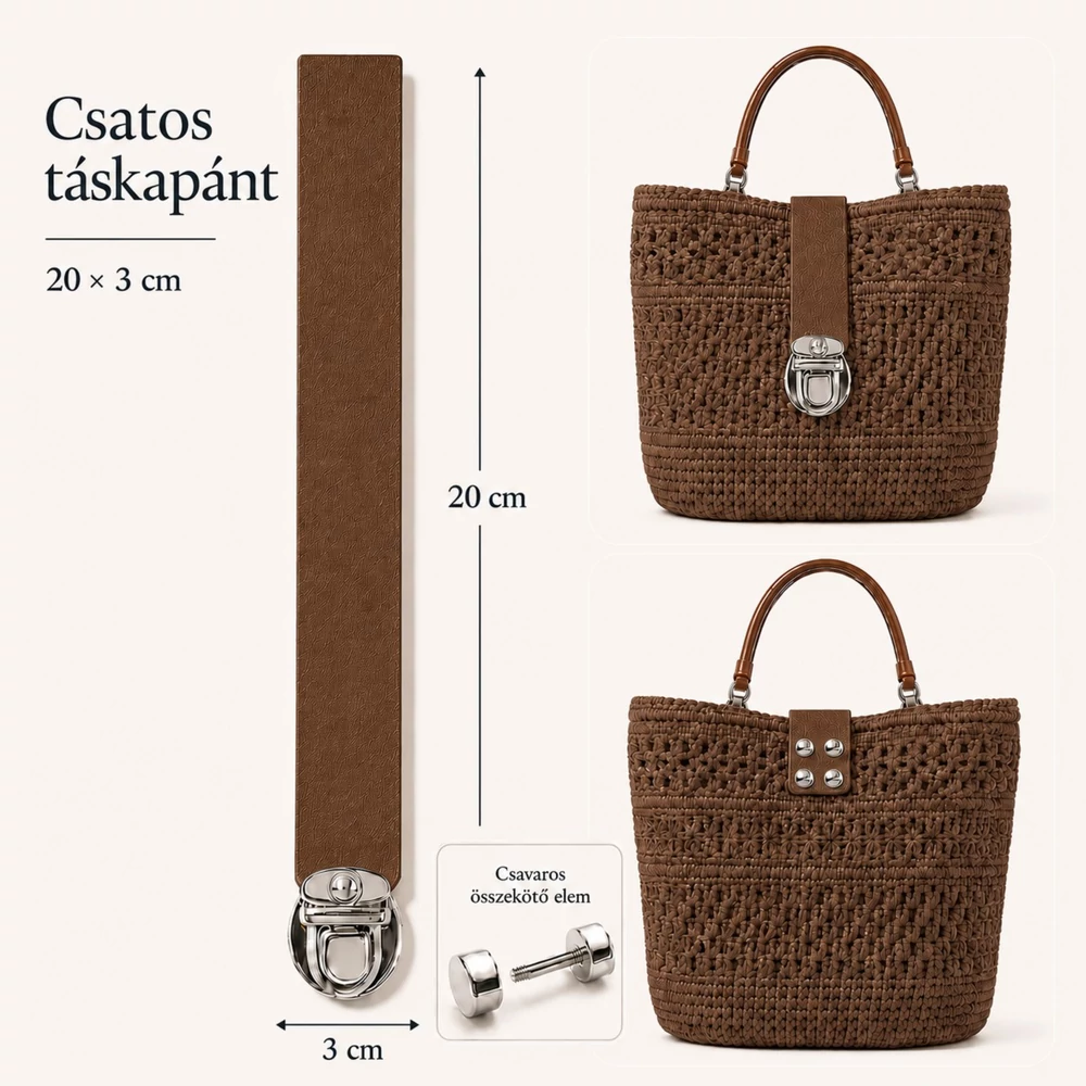 Csatos bőr táskapánt – Barna (20 x 3 cm)