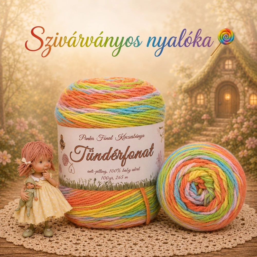 Batik, antipilling Tündérfonat - Szivárványos nyalóka -757