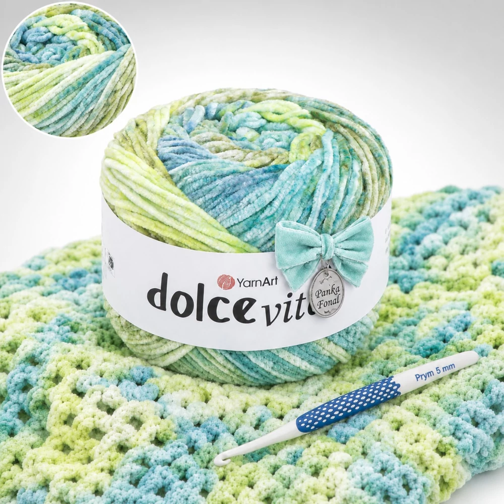YarnArt Dolce Vita színátmenetes zsenília fonal - 3406 - Tavaszliget
