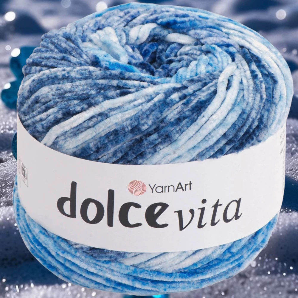 YarnArt Dolce Vita színátmenetes zsenília fonal - 3410 - Kékforrás