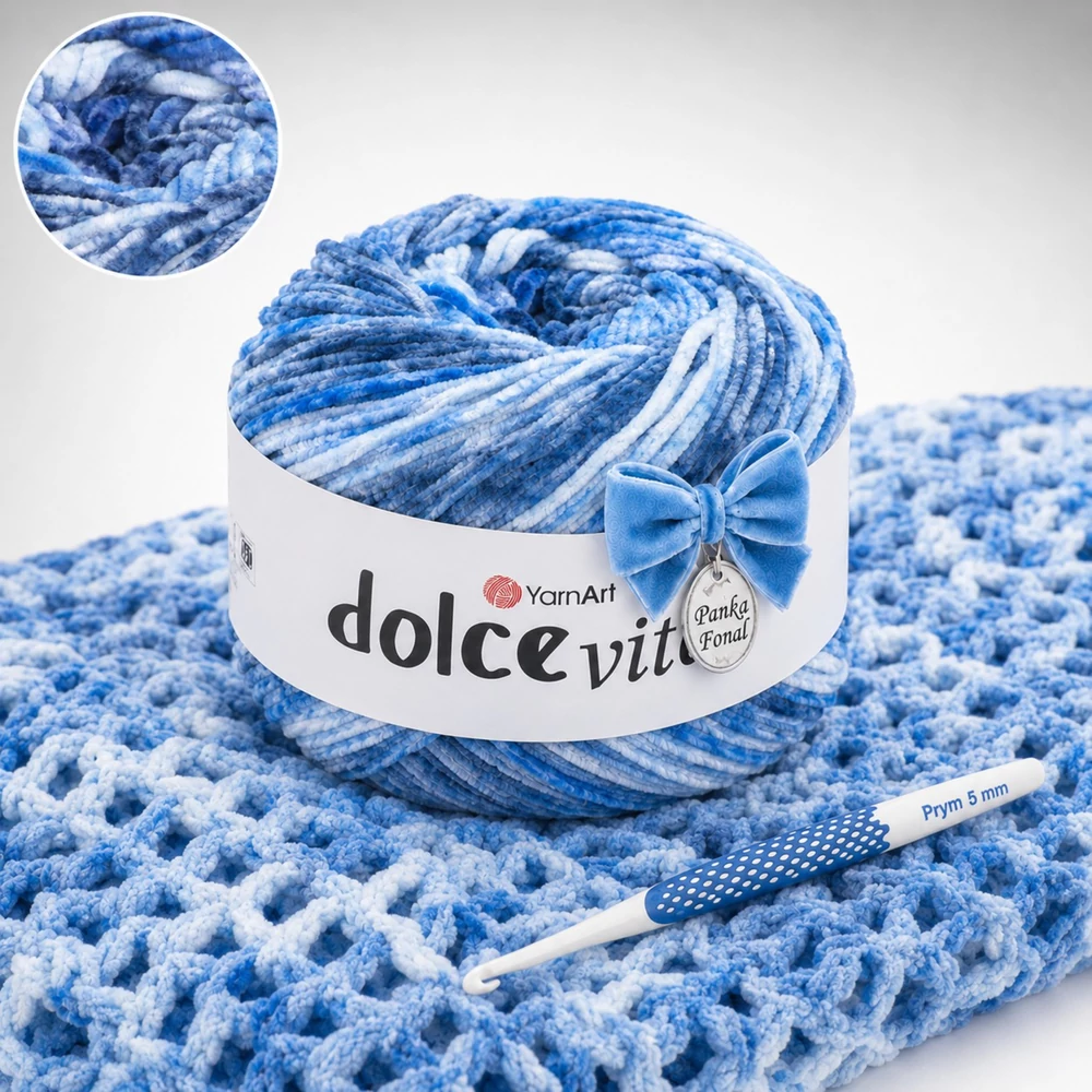 YarnArt Dolce Vita színátmenetes zsenília fonal - 3410 - Kékforrás