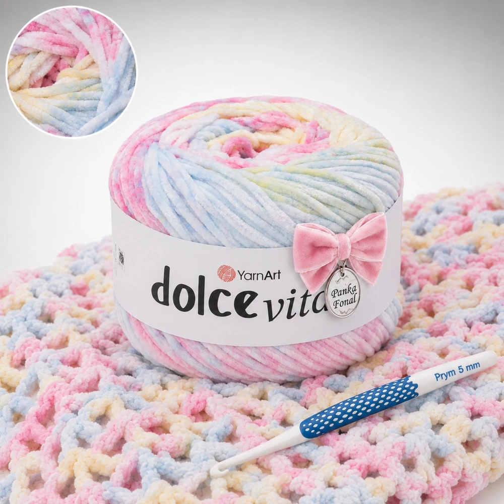 YarnArt Dolce Vita színátmenetes zsenília fonal - 3413 - Selymes Pillecukor