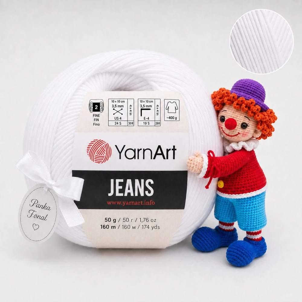 YarnArt Jeans amigurumi fonal - 62 - Fehér