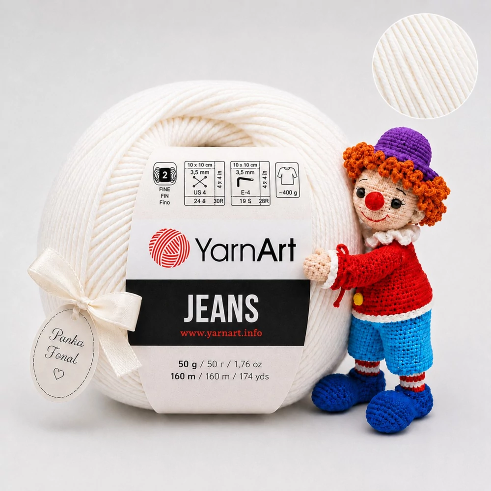 YarnArt Jeans amigurumi fonal - 01 Habcsók -