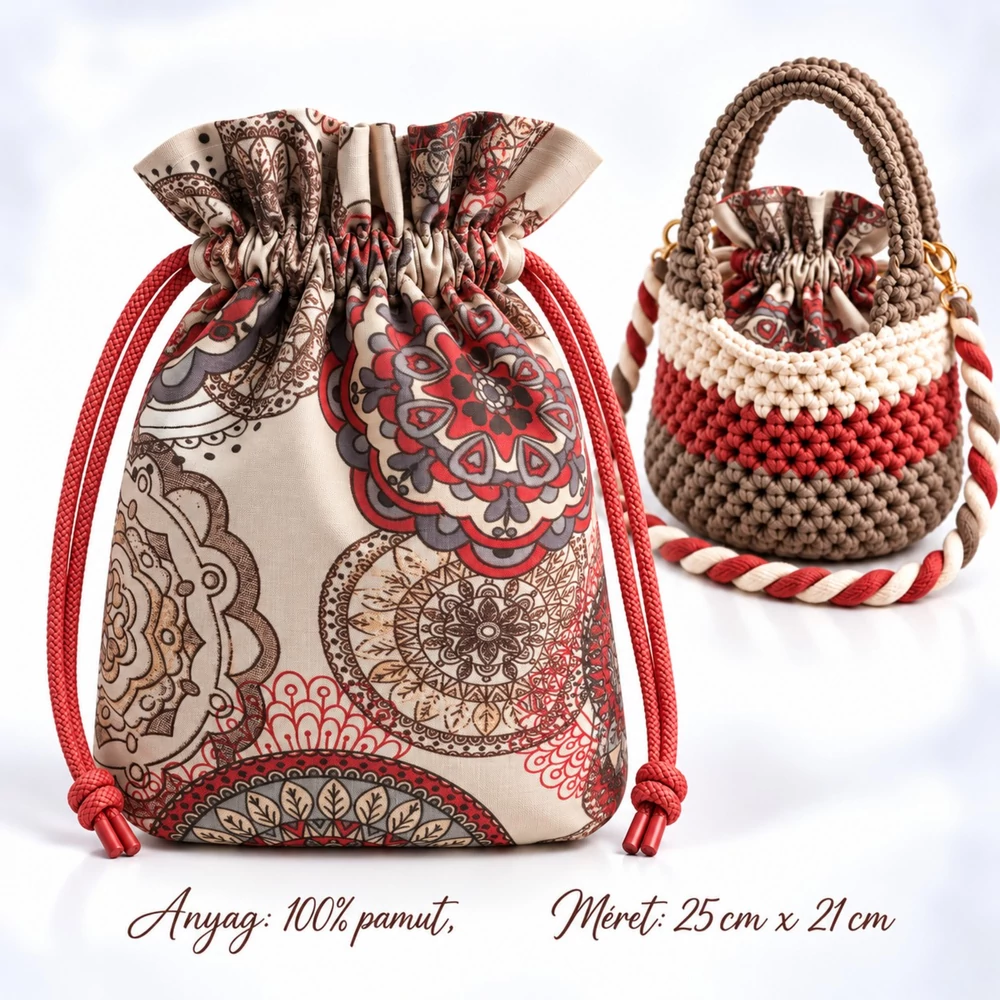 Zsinóros táskabélés - Keleti varázs mandala - 25x21 cm