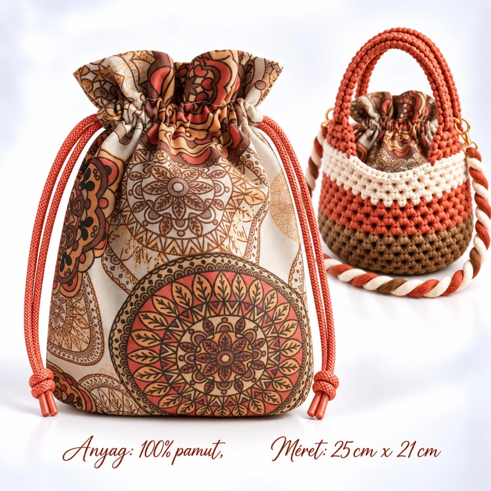 Zsinóros táskabélés - Marokkói mandala - 25x21 cm