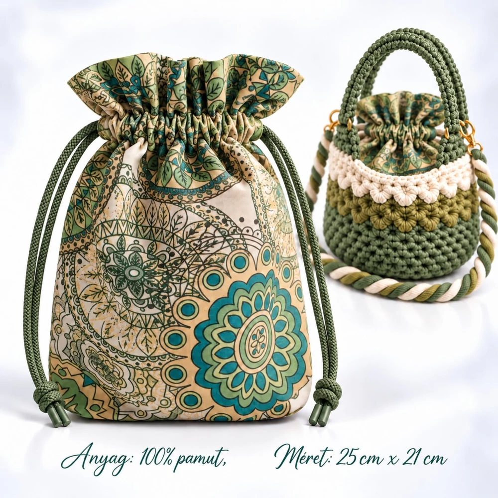 Zsinóros táskabélés - Oázis mandala - 25x21 cm