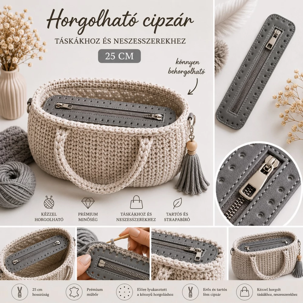 25 cm hosszú Manhattan szürke cipzár