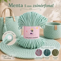5 mm zsinórfonal Menta színben - Panka -