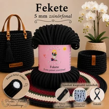 5 mm zsinórfonal Fekete  - Panka -