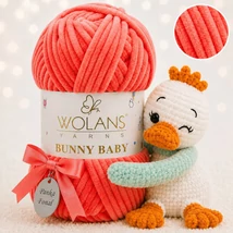 Wolans Bunny Baby zsenília, plüss fonal  Korall színű 100-62