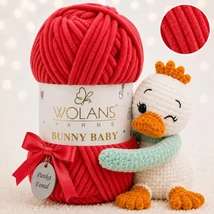 Wolans Bunny Baby zsenília, plüss fonal Tűzpiros színű 100-58