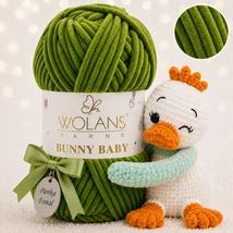 Wolans Bunny Baby zsenília, plüss fonal Béka zöld színű 100-69