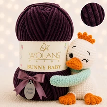 Wolans Bunny Baby zsenília, plüss fonal  Szilvapuszi színű 100-93