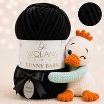 Wolans Bunny Baby zsenília, plüss fonal  Fekete színű 100-10