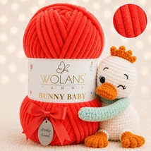 Wolans Bunny Baby zsenília, plüss fonal  Piros színű 100-08