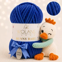 Wolans Bunny Baby zsenília, plüss fonal  Sötétkék színű 100-17