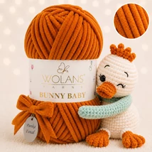 Wolans Bunny Baby zsenília, plüss fonal  Mustár színű 100-28