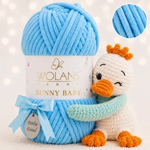 Wolans Bunny Baby zsenília, plüss fonal  Türkizkék színű 100-12