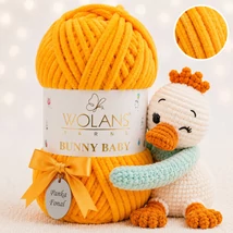 Wolans Bunny Baby zsenília, plüss fonal  Narancs színű 100-25