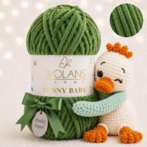 Wolans Bunny Baby zsenília, plüss fonal  Hamvas zöld színű 100-32