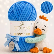 Wolans Bunny Baby zsenília, plüss fonal  Adria-kék színű 100-35