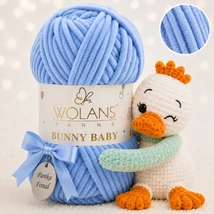 Wolans Bunny Baby zsenília, plüss fonal  Farmerkék színű 100-50
