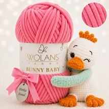 Wolans Bunny Baby zsenília, plüss fonal  Eper színű 100-51