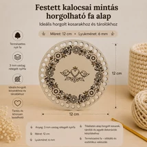 Festett kalocsai mintás-3 horgolható fa alap