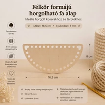 Félkör formájú horgolható fa alap