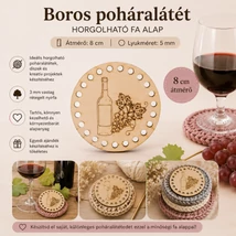 Boros poháralátét horgolható fa alap