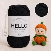Hello DK 100 % pamut fonal - 160 - Hollófekete