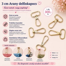 3 cm arany delfinkapocs - karabiner -