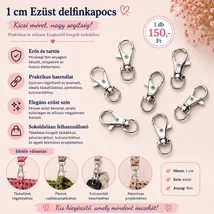 1 cm ezüst delfinkapocs, a hossza 3 cm - karabiner