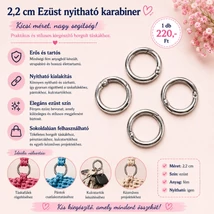 2,2 cm ezüst színű nyitható karabiner