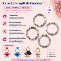 3,5 cm ezüst színű karabiner, nyitható